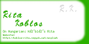 rita koblos business card